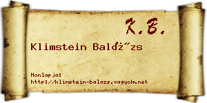 Klimstein Balázs névjegykártya