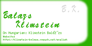 balazs klimstein business card